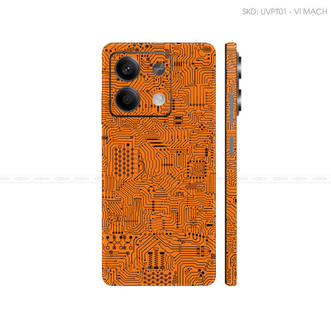 Dán Skin Điện Thoại Xiaomi Redmi 13 Series Vân Nổi Vi Mạch Cam | UVPT01