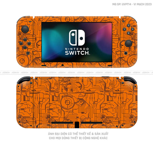 Dán Skin Máy Chơi Game Nintendo Switch Vân Vi Mạch 2023 Cam | UVPT14