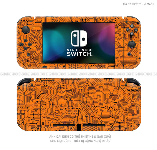 Dán Skin Máy Chơi Game Nintendo Switch Vân Vi Mạch Cam | UVPT01