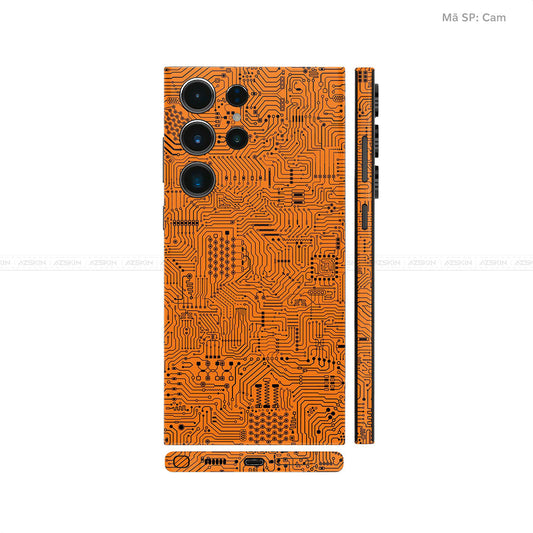 Dán Skin Samsung Galaxy S24 Series Vân Nổi Vi Mạch Cam | UVPT01