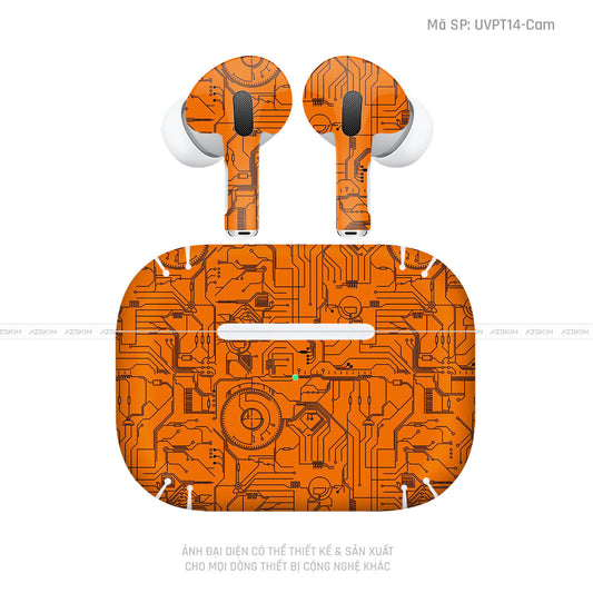 Dán Skin Tai Nghe Airpod 3 Vân Nổi Vi Mạch 2023 Cam | UVPT14