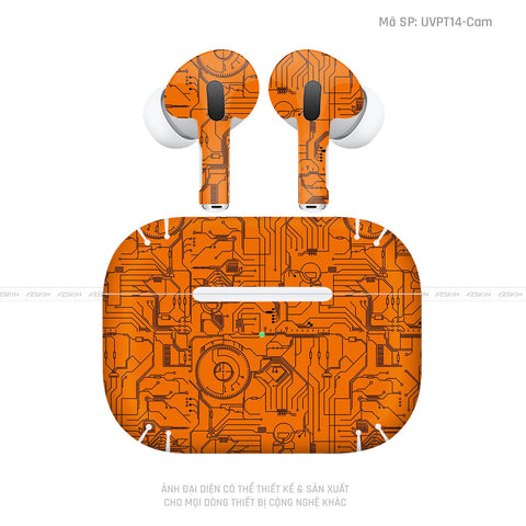 Dán Skin Tai Nghe Airpod 3 Vân Nổi Vi Mạch 2023 Cam | UVPT14