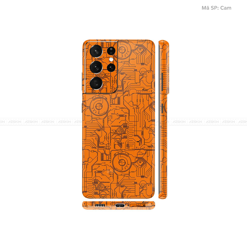 Dán Skin Galaxy S21 Series Vân Vi Mạch 2023 Cam | UVPT14