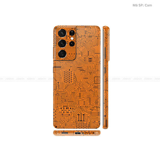 Dán Skin Galaxy S21 Series Vân Vi Mạch Cam | UVPT01