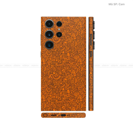 Dán Skin Galaxy S23 Series Vân Nổi Pattern Cartoon Cam | UVPT12