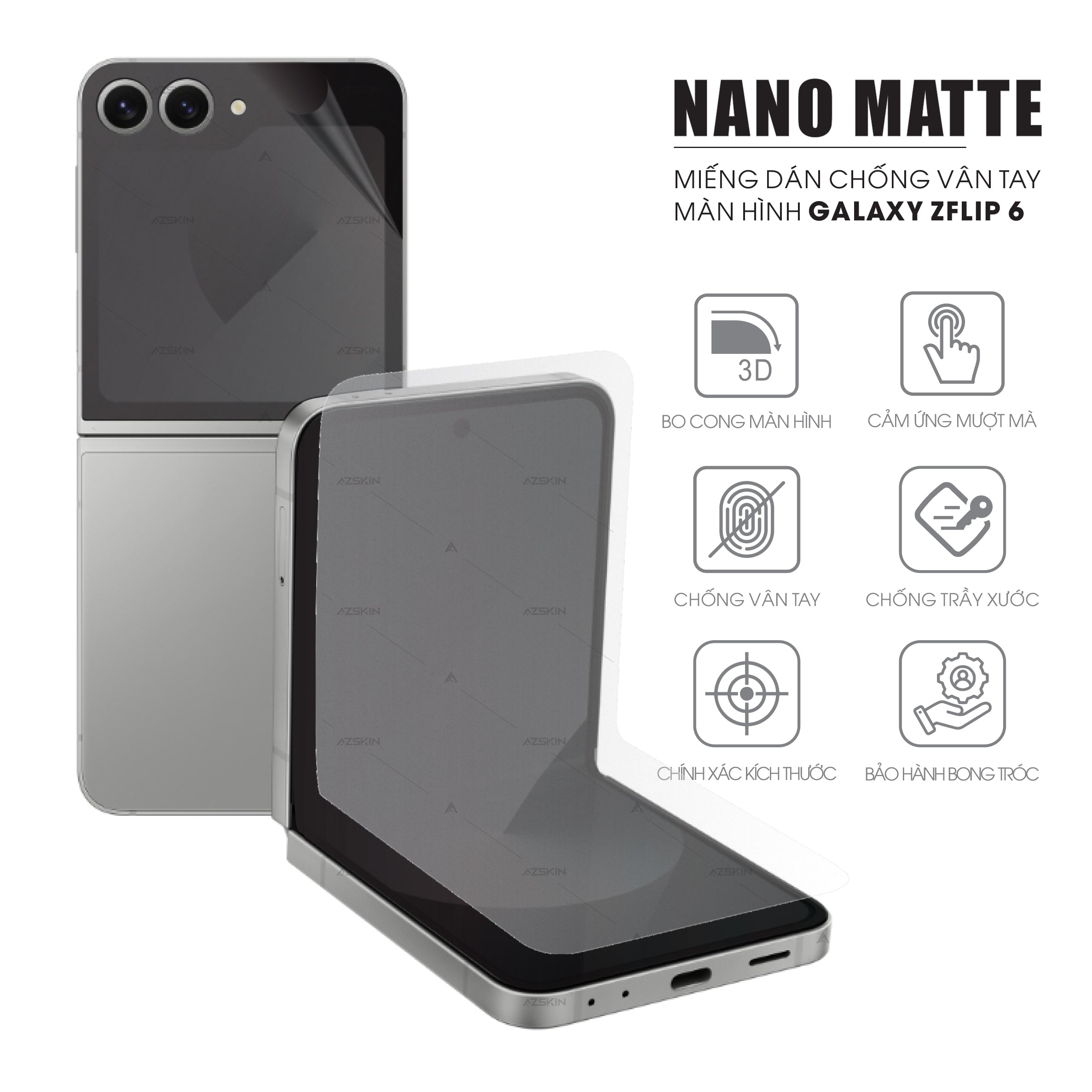 Miếng dán màn hình Samsung Galaxy Z Flip 6 chống vân tay