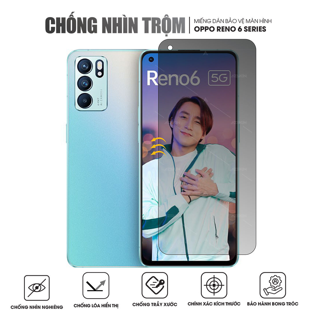 Miếng dán màn hình chống nhìn trộm cho OPPO Reno6 Pro / Pro Plus / Z