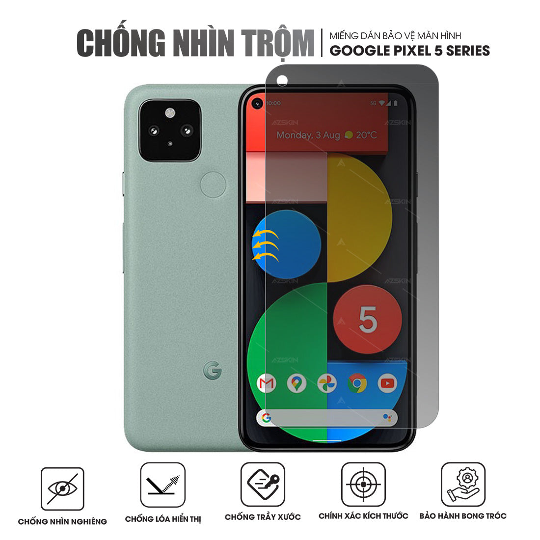 Miếng dán màn hình chống nhìn trộm Google Pixel 5 và 5a