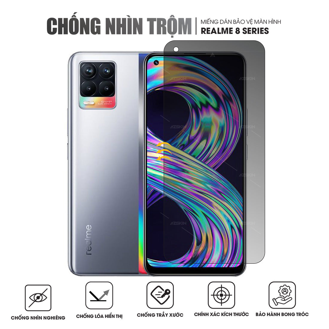 Miếng dán màn hình chống nhìn trộm Realme 8 | 8 Pro