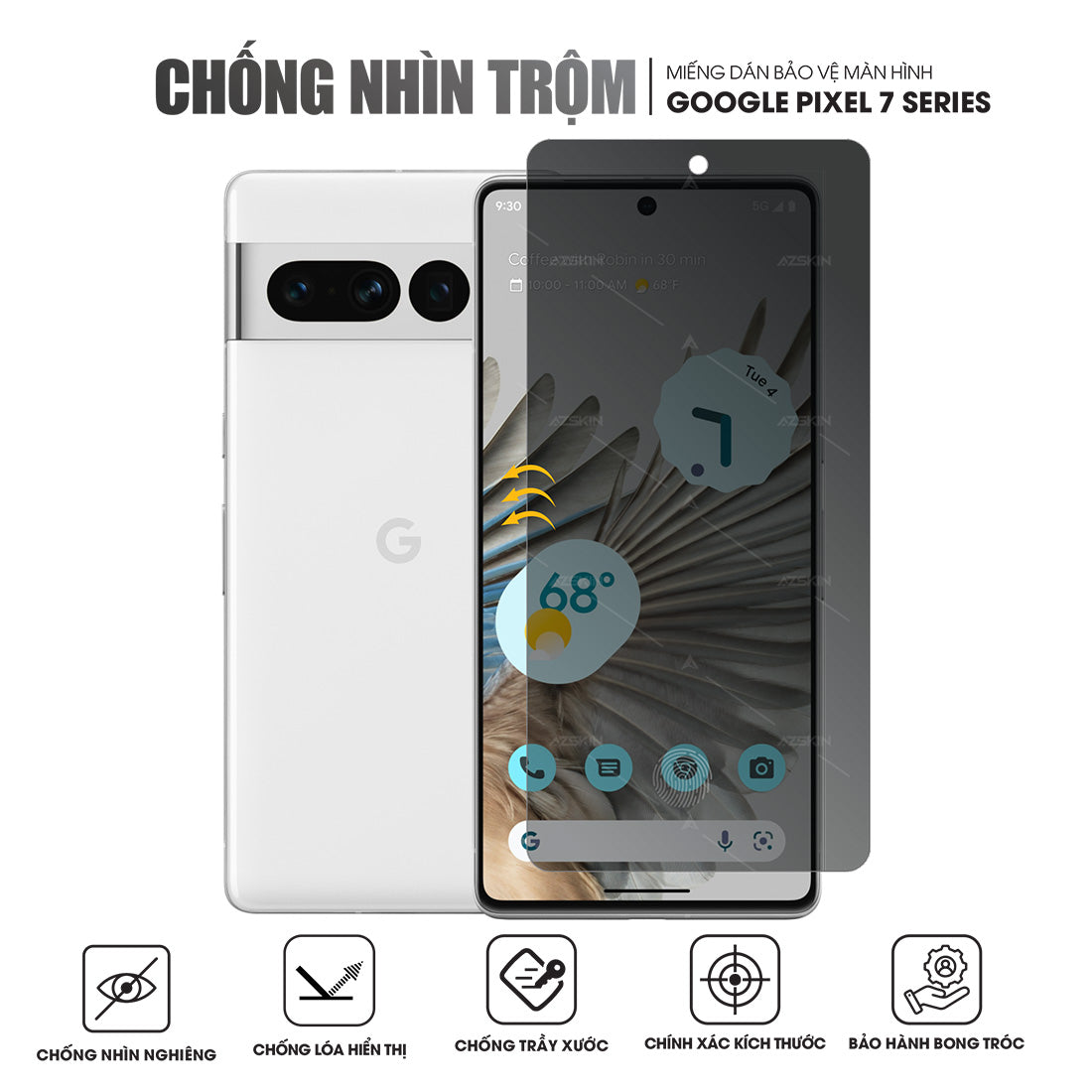 Miếng dán màn hình chống nhìn trộm Google Pixel 7 - 7 Pro - 7a