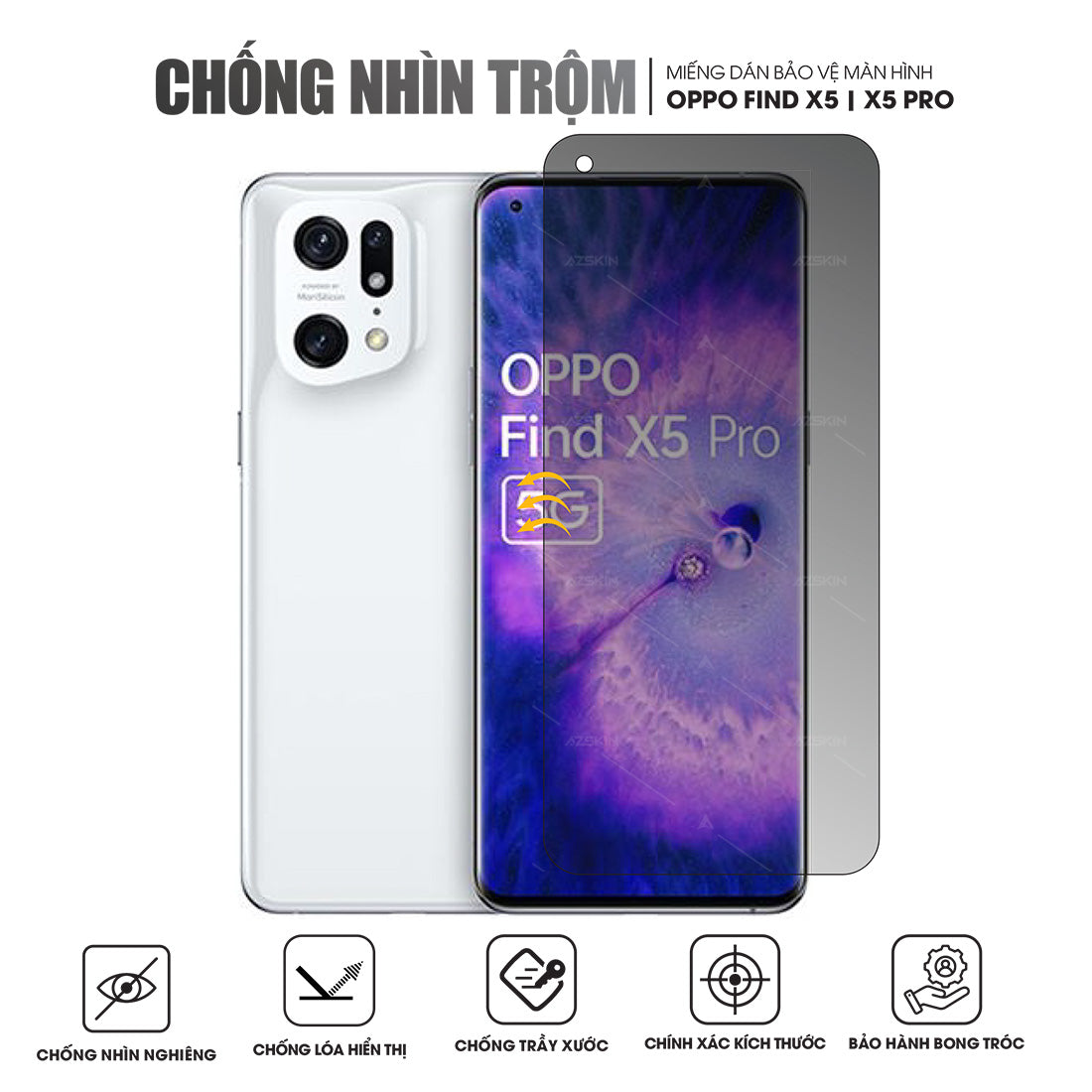 Miếng dán màn hình chống nhìn trộm cho OPPO Find X5 Pro Lite