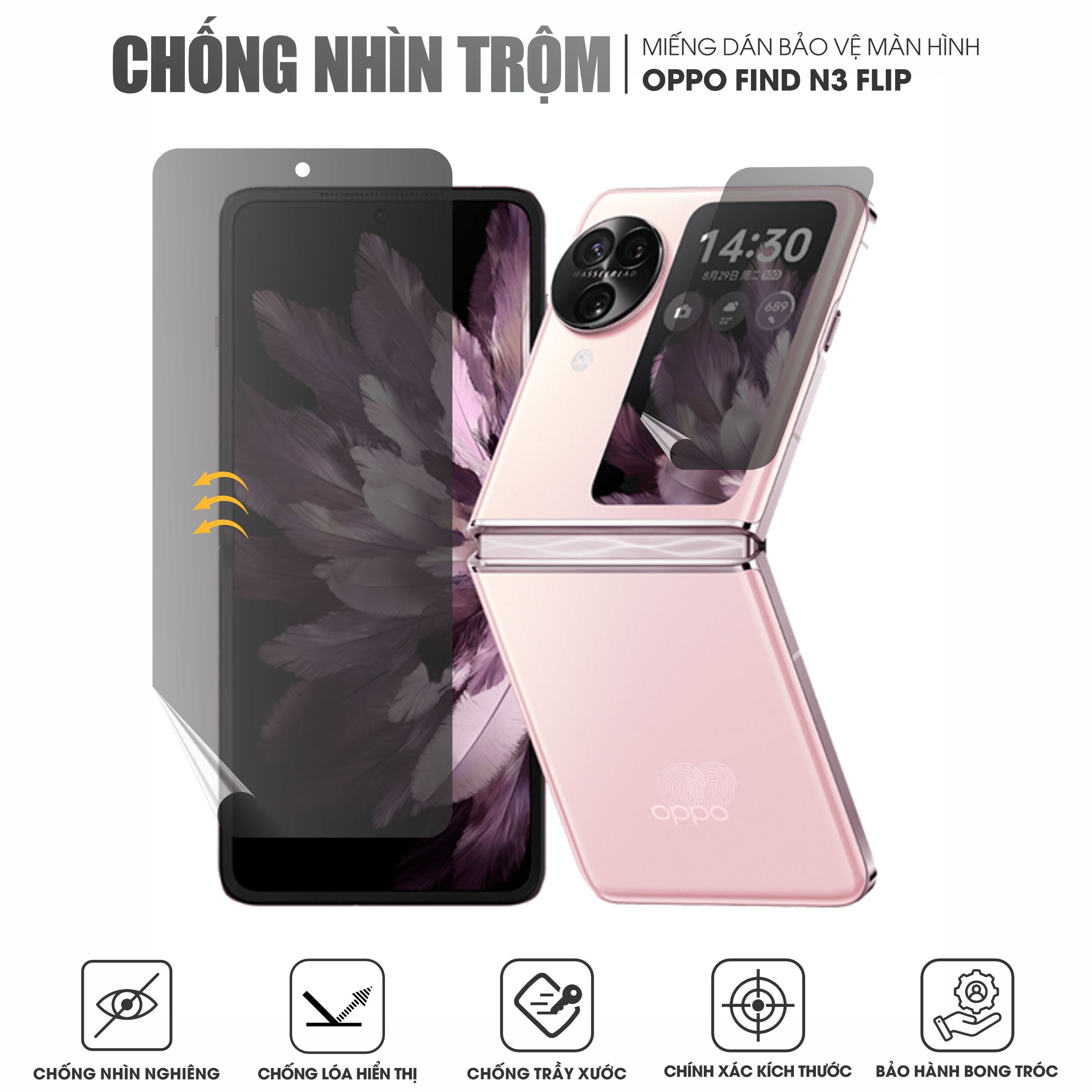 Miếng Dán Màn Hình Chống Nhìn Trộm OPPO Find N3 Flip