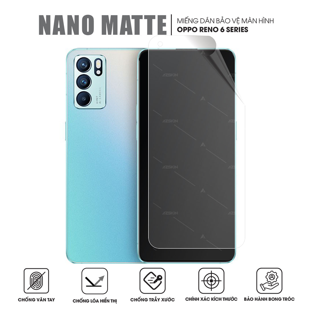 Miếng dán màn hình OPPO Reno6 chống vân tay chống lóa