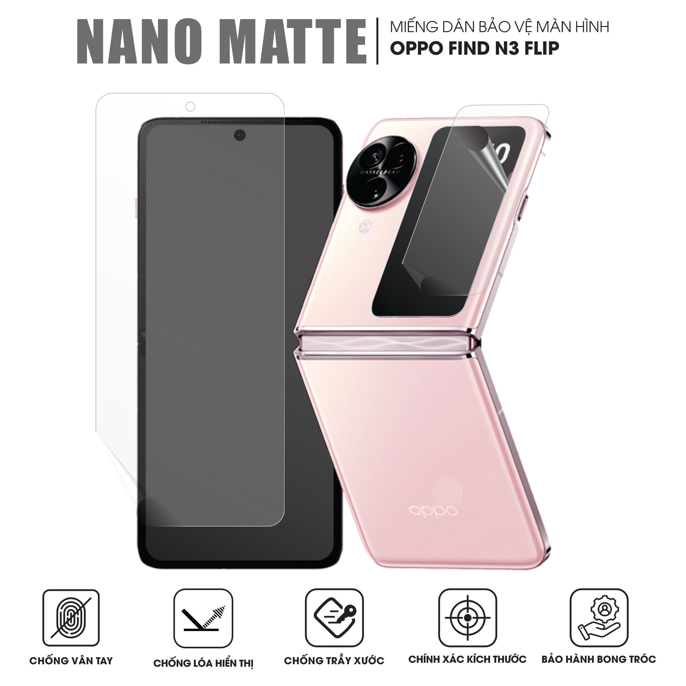 Miếng Dán Màn Hình Chống Vân Tay OPPO Find N3 Flip
