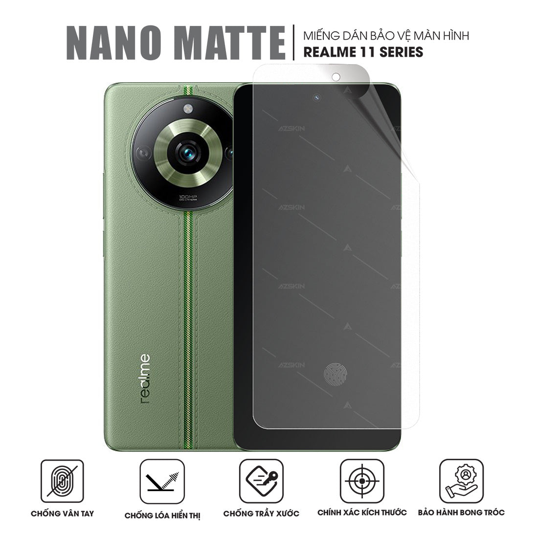 Miếng dán màn hình chống vân tay Realme 11 | Pro | Pro+