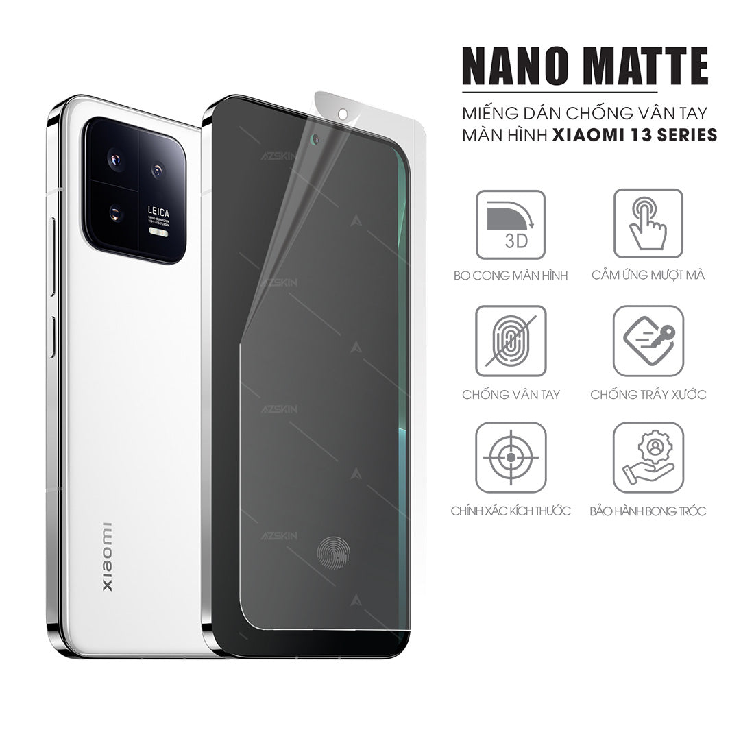 Miếng dán màn hình chống vân tay cho Xiaomi 13, Xiaomi 13 Pro, Xiaomi 13 Lite
