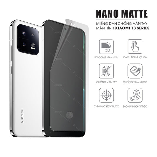 Miếng dán màn hình chống vân tay cho Xiaomi 13, Xiaomi 13 Pro, Xiaomi 13 Lite