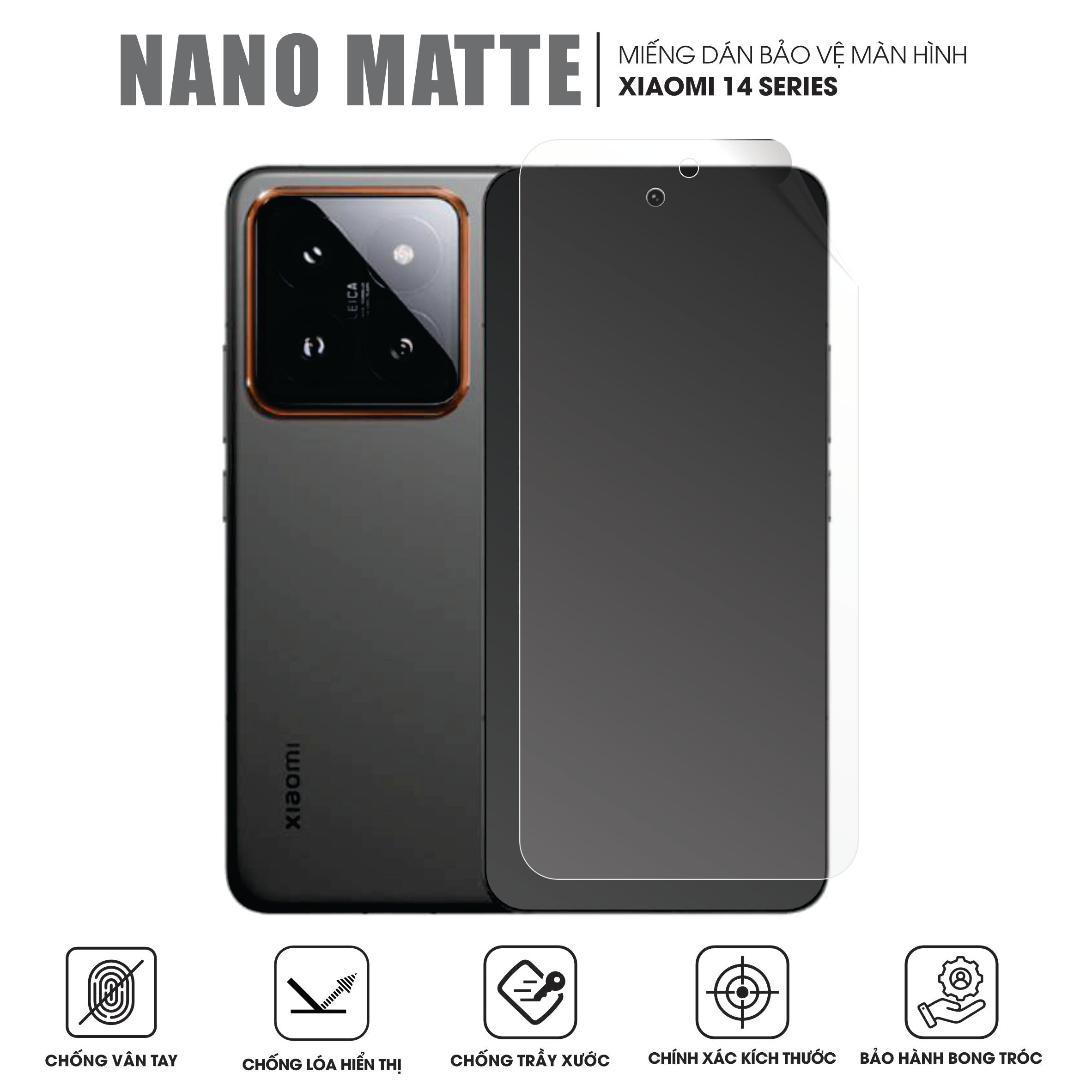 Miếng Dán Màn Hình Chống Vân Tay Xiaomi 14 | 14 Pro | 14 Ultra