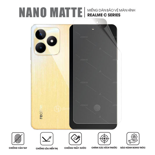 Miếng dán màn hình điện thoại Realme C11 C25s C25Y C30s c33 C35 C51 C53 C55 chống vân tay