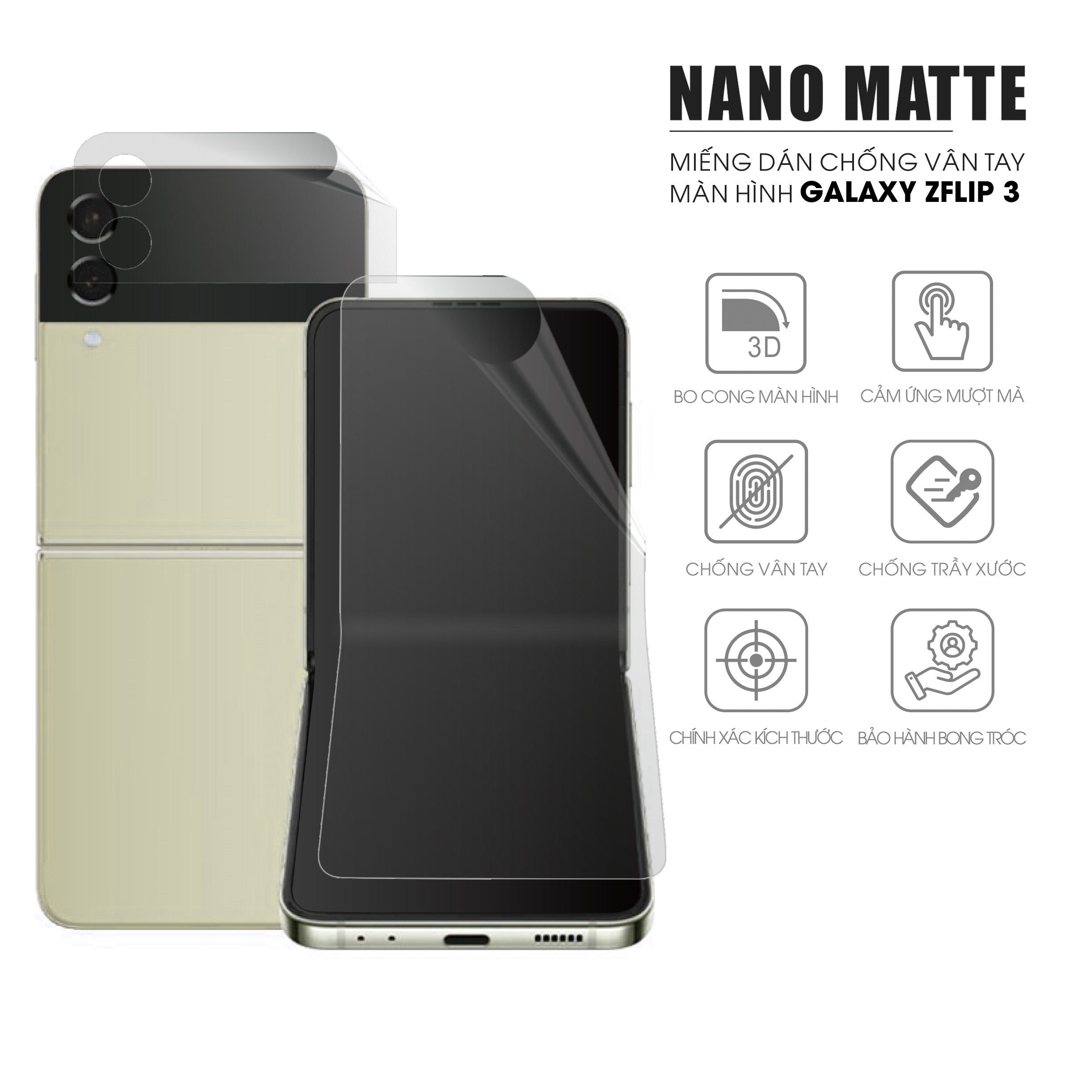 Miếng dán màn hình điện thoại Samsung Z Flip 3 chống vân tay