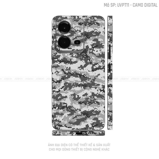 Dán Skin Vivo V Series Vân Camo Digital Xám | UVPT11