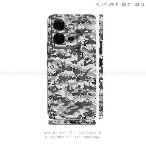 Dán Skin Vivo V Series Vân Camo Digital Xám | UVPT11