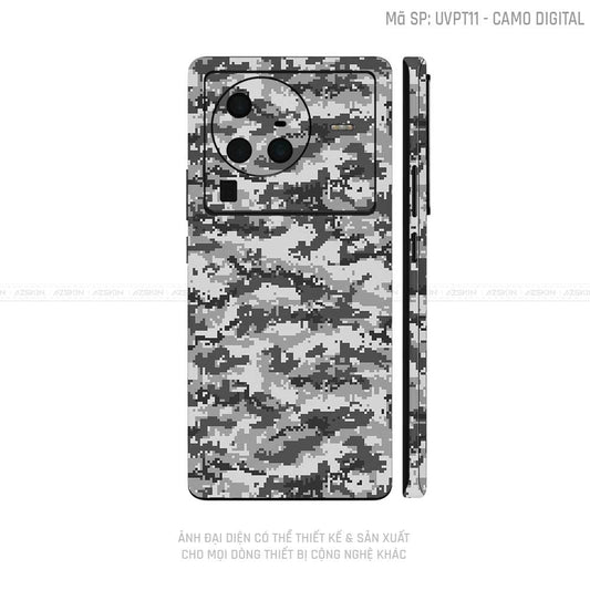 Dán Skin Vivo X Series Vân Camo Digital Xám | UVPT11