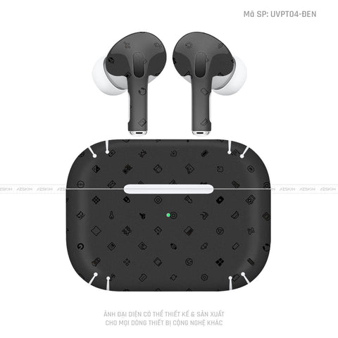 Dán Skin Tai Nghe Airpod Pro/ Pro 2 Vân ICON Đen | UVPT04