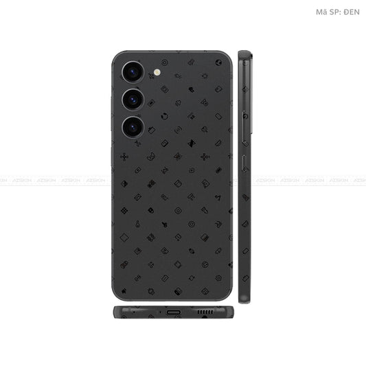 Dán Skin Galaxy S23 Series Vân Nổi Pattern ICON Đen | UVPT04