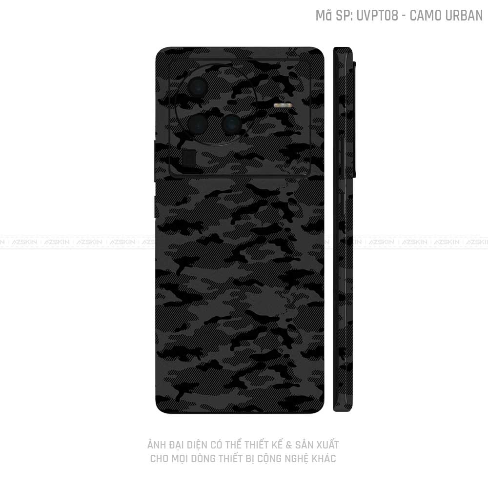 Dán Skin Vivo X Series Vân Camo Urban Đen | UVPT08