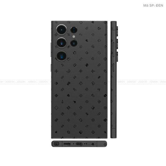 Dán Skin Galaxy S23 Series Vân Nổi Pattern ICON Đen | UVPT04