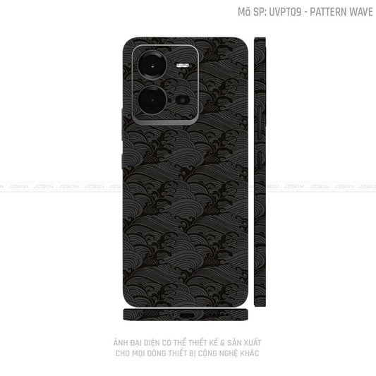 Dán Skin Vivo V Series Vân Pattern Wave Đen | UVPT09