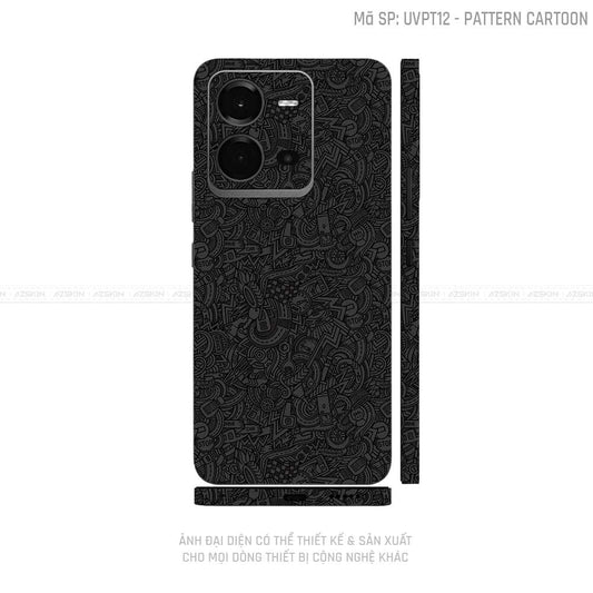 Dán Skin Vivo V Series Vân Pattern Cartoon Đen | UVPT12