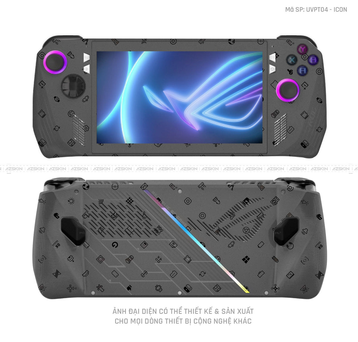 Dán Skin Máy Chơi Game Asus ROG Vân ICON Đen | UVPT04