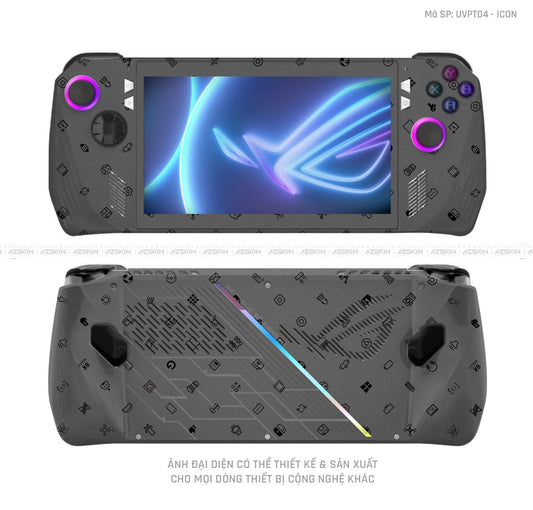 Dán Skin Máy Chơi Game Asus ROG Vân ICON Đen | UVPT04