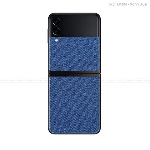 Miếng Dán Da Samsung Z Flip 3 Vân Demin Xanh | DM04