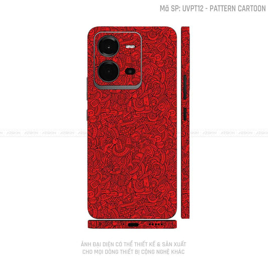 Dán Skin Vivo V Series Vân Pattern Cartoon Đỏ | UVPT12