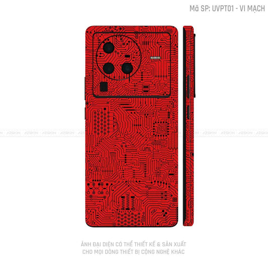 Dán Skin Vivo X Series Vân Vi Mạch Đỏ | UVPT01