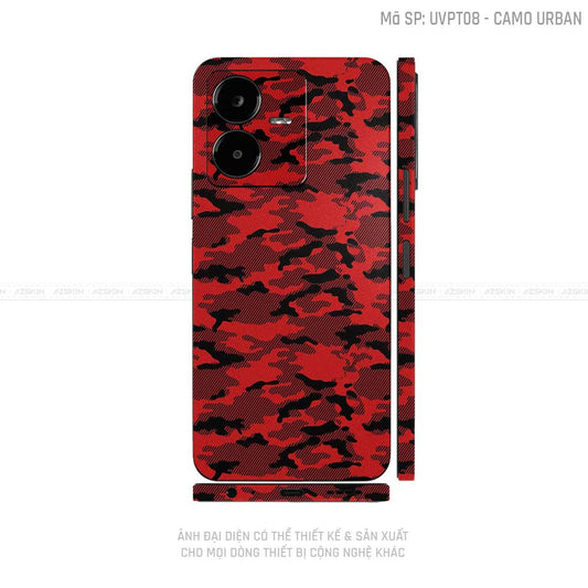 Dán Skin Vivo Y Series Vân Camo Urban Đỏ | UVPT08