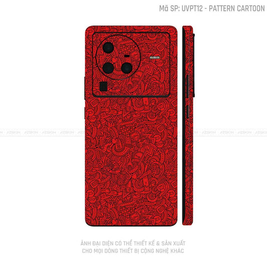 Dán Skin Vivo X Series Vân Pattern Cartoon Đỏ | UVPT12