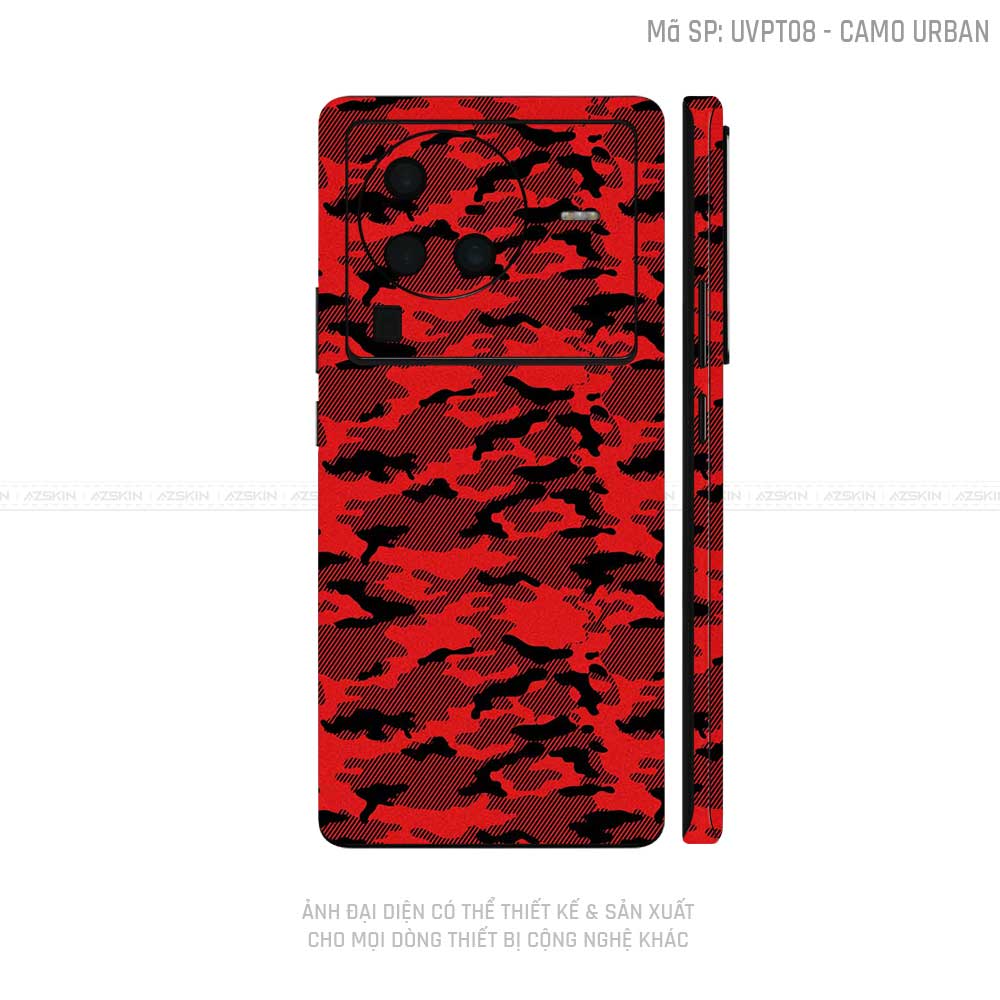 Dán Skin Vivo X Series Vân Camo Urban Đỏ | UVPT08