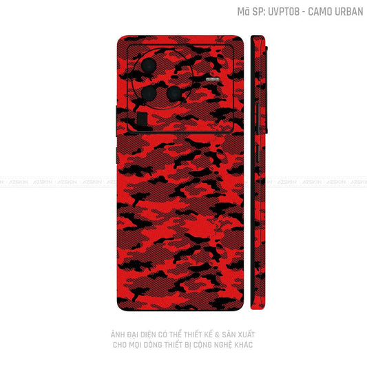 Dán Skin Vivo X Series Vân Camo Urban Đỏ | UVPT08