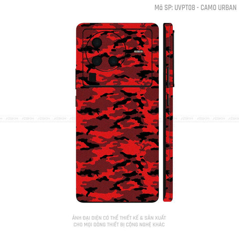 Dán Skin Vivo X Series Vân Camo Urban Đỏ | UVPT08
