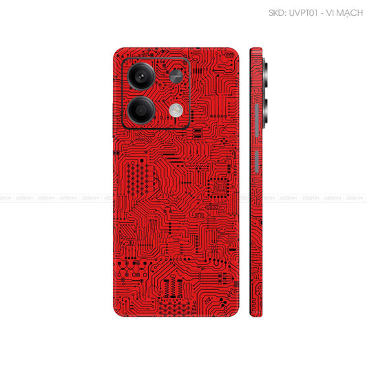 Dán Skin Điện Thoại Xiaomi Redmi 13 Series Vân Nổi Vi Mạch Đỏ | UVPT01