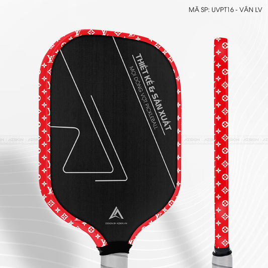 Miếng Dán Viền Vợt Pickleball Skin Vân Nổi LV Đỏ Trắng | UVPT16