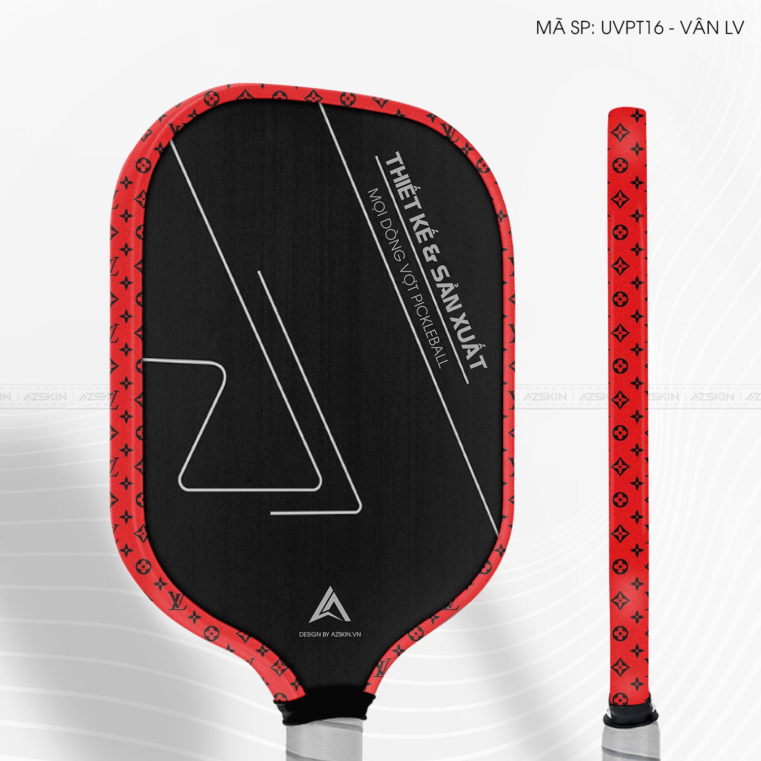 Miếng Dán Viền Vợt Pickleball Skin Vân Nổi LV Đỏ | UVPT16