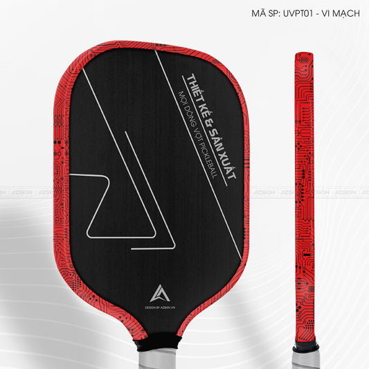 Miếng Dán Viền Vợt Pickleball Skin Vân Nổi Vi Mạch Đỏ | UVPT01