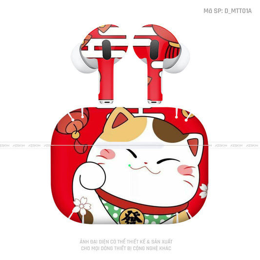 Dán Skin Tai Nghe Airpod 3 Hình Mèo Thần Tài | D_MTT01A
