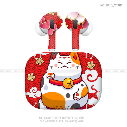 Dán Skin Tai Nghe Airpod 3 Hình Mèo Thần Tài | D_MTT01