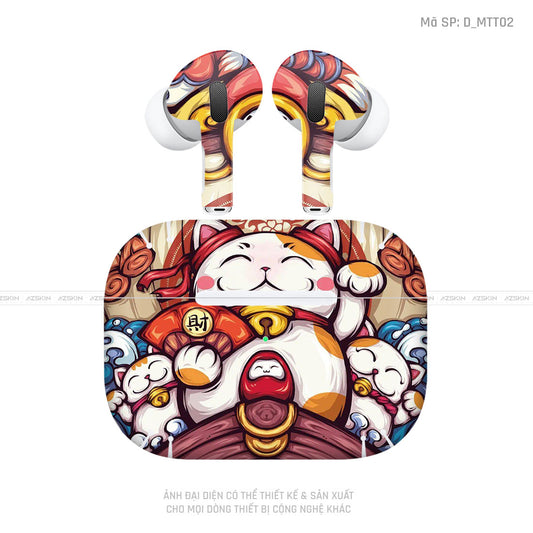 Dán Skin Tai Nghe Airpod 3 Hình Mèo Thần Tài | D_MTT02